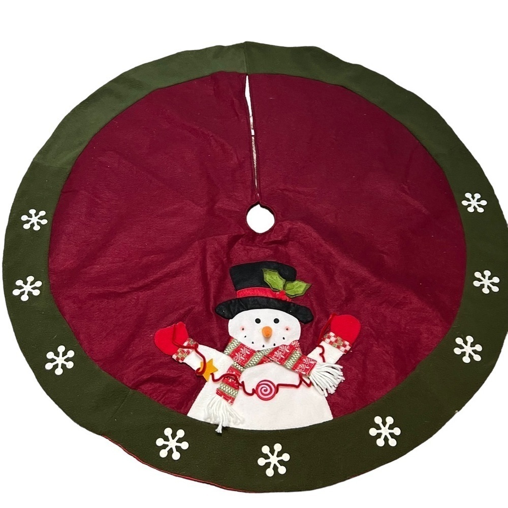 Christmas Tree Skirt Snowman Decor